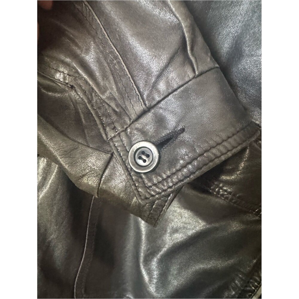 Vintage Remy Black Bomber Leather Button-Front Men's Jacket 44 - Picture 6 of 9